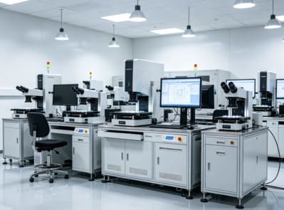 R&D engineering lab with computer monitors